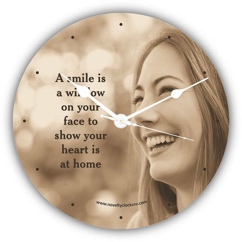 A Smile is a Window Inspirational Motivational Novelty Gift Clock