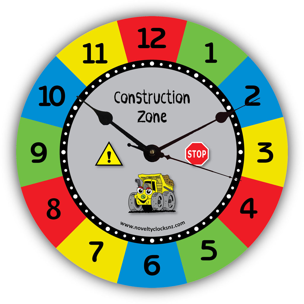 Construction Zone Children Novelty Gift Clock