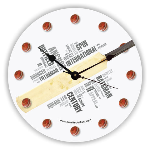 Cricket Wordle Sport Novelty Gift Clock