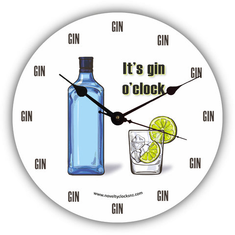 It's Gin O'clock Bar Theme Novelty Gift Clock