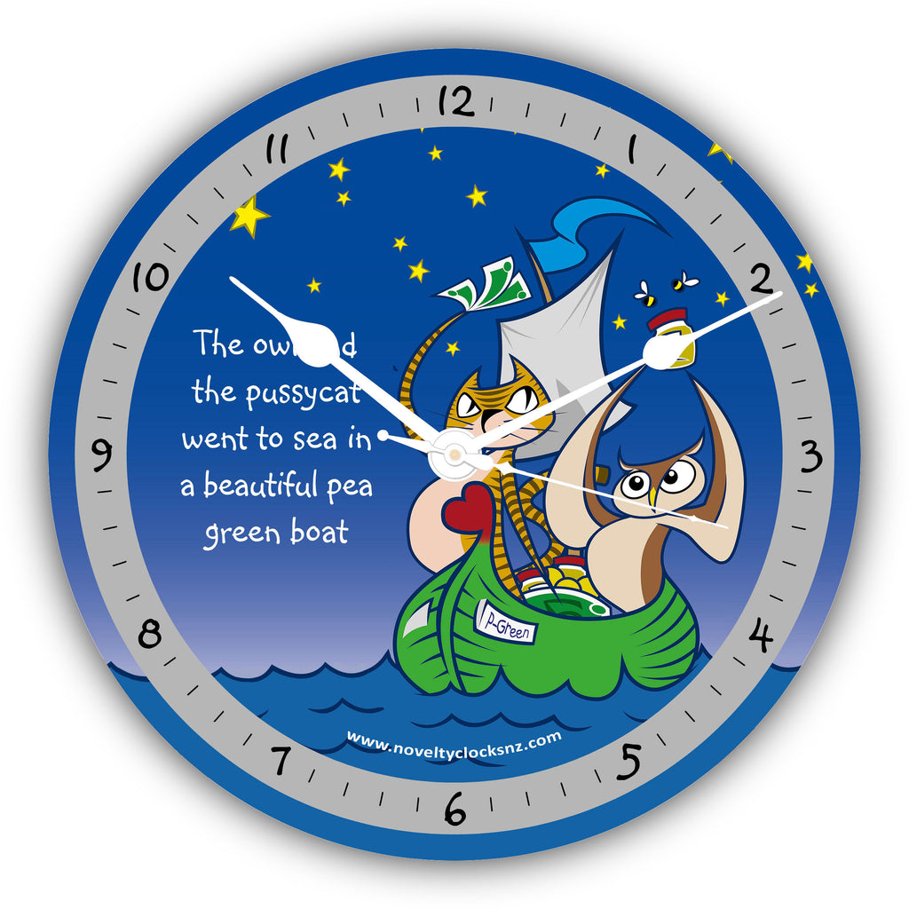Owl and the Pussycat Children Novelty Gift Clock