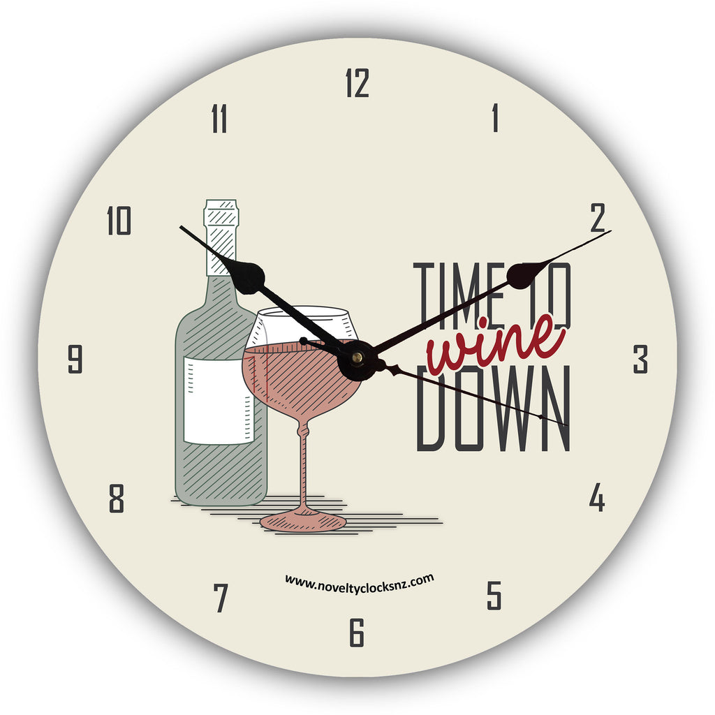 Time to Wine Down Bar Theme Novelty Gift Clock