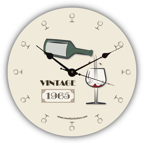 Vintage Wine Birthday Novelty Gift Clock